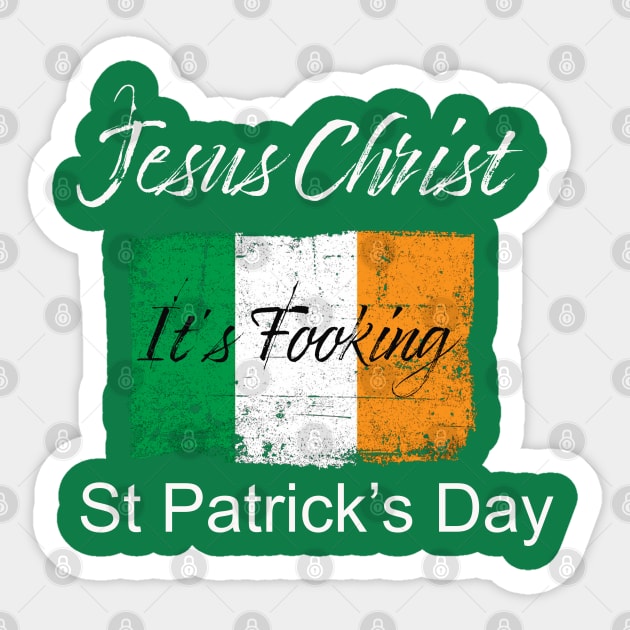 St Patricks Day 'Jesus Christ' Sticker by Whites Designs